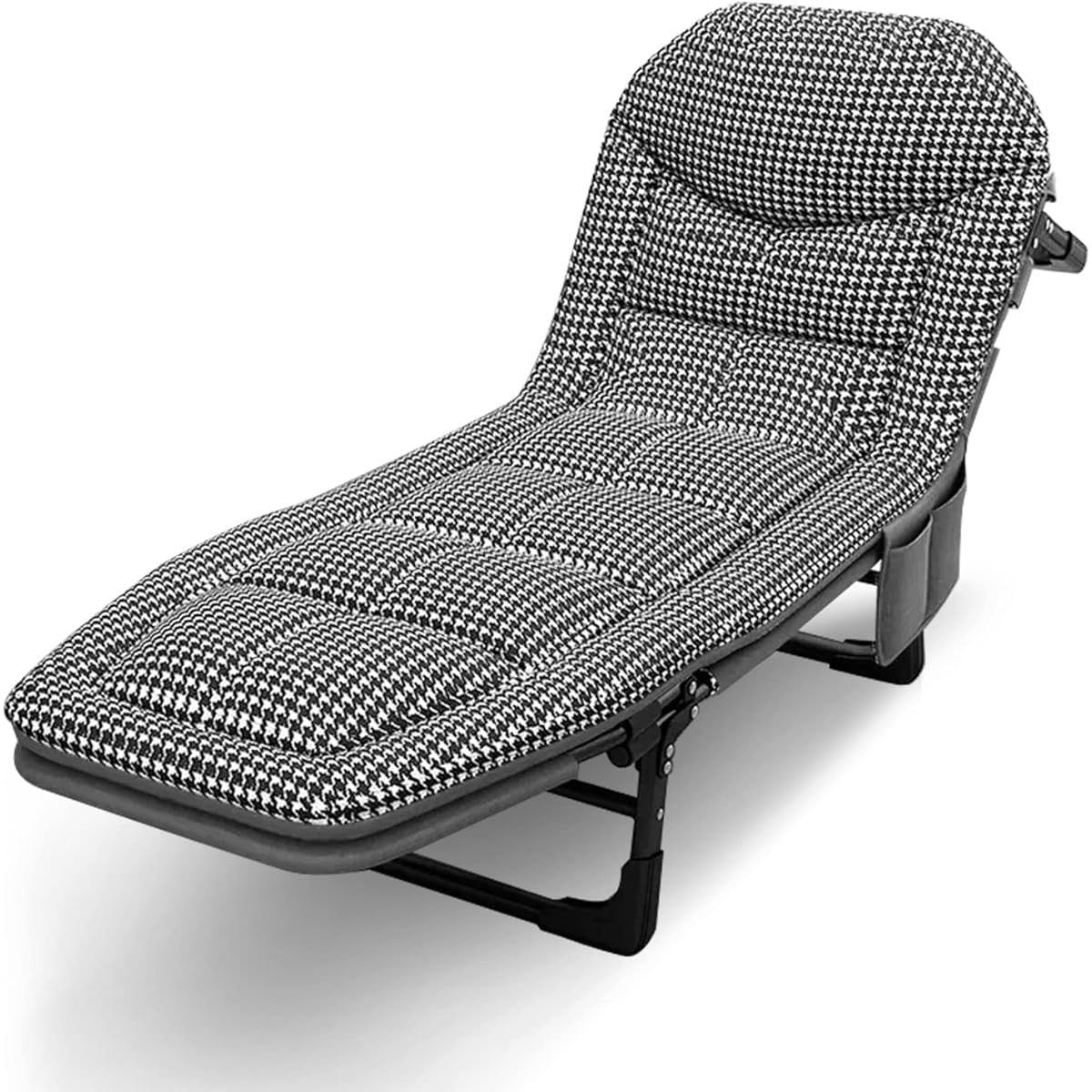 Haikawi Foldable Bed, Simple Bed, Camping Bed, Leisure Bed, Outdoor Chair with Pillow, Comfortable and Lightweight Lounge Chair for Indoors and Outdoors, For Napping/Overtime/Disaster Prevention, Easy to Assemble, 5 Adjustable Levels (Dark Gray)