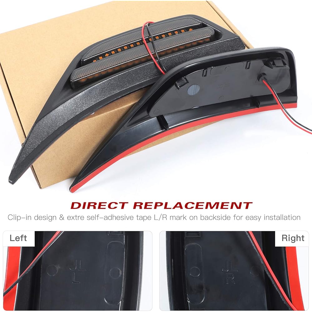 VOODONALA JEEP JLA Fender Marker Light Side Winker Lamp LED Amber Winker Light 2018-2022 JEEP WRANGLER JLU Gradiator JT 2 Smoke Lens for JT