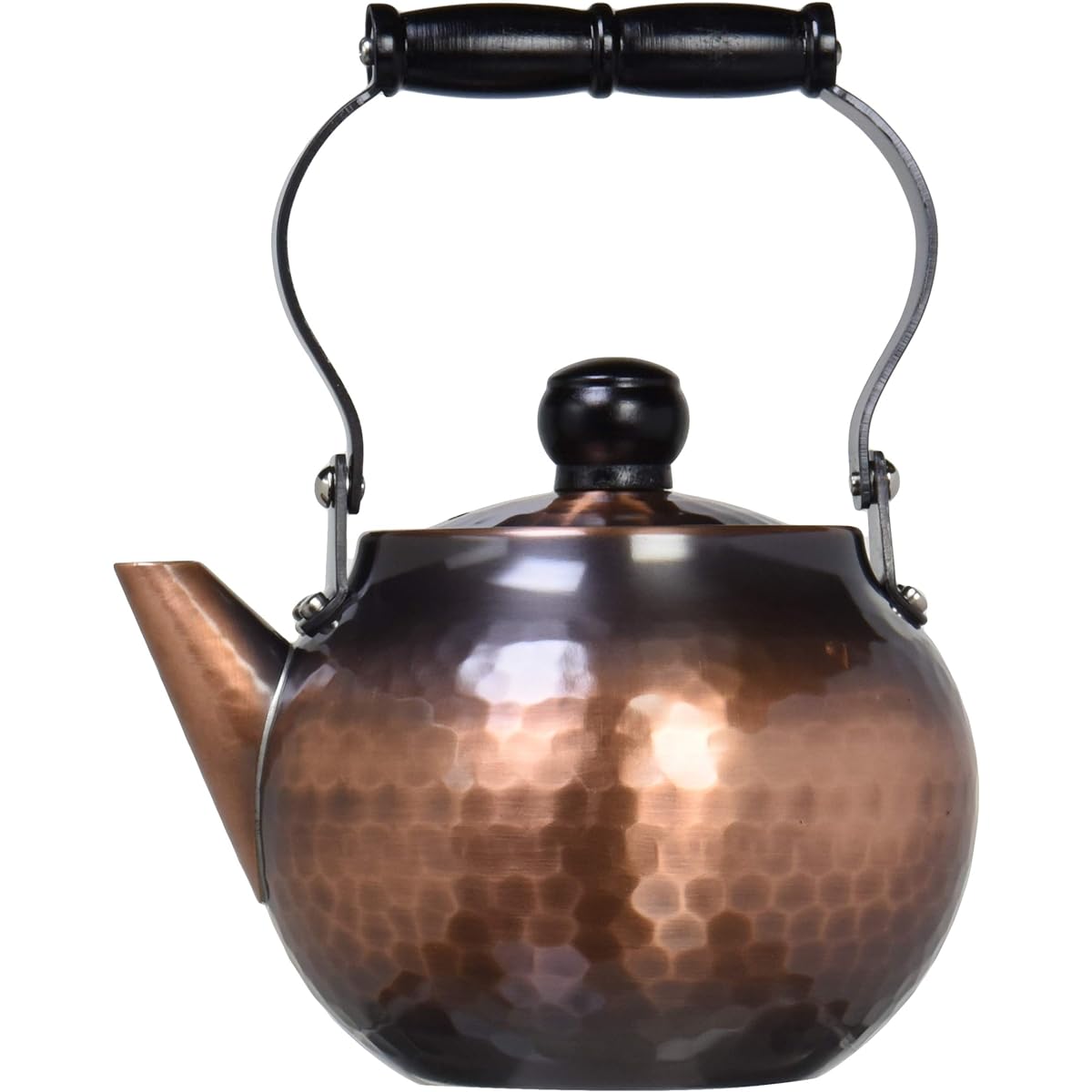 Shinko Metal Teapot, Shakudo Finish, 370ml, Pure Copper Shakudo Finish, Hammered Teapot, Hanging Type BC-202