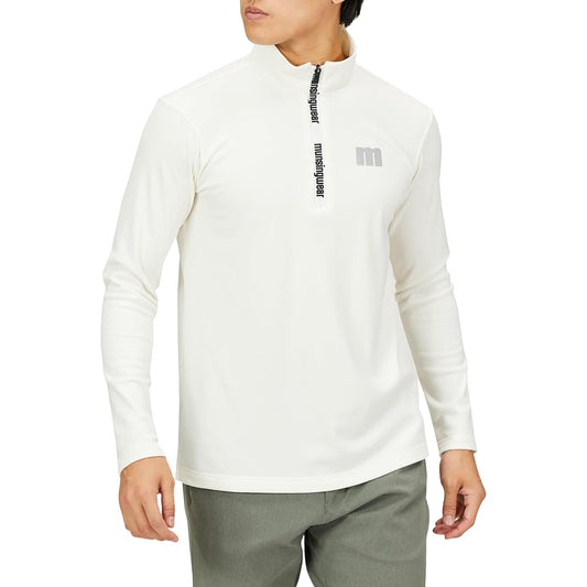 [Munsingwear] Long Sleeve Shirt Half Zip Stretch Thermal Simple Thick Golf MEMUJB09XJ Men's WH00 (White)