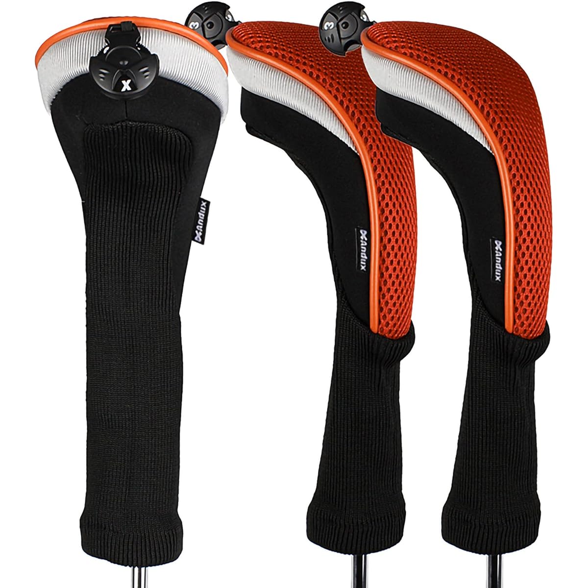 Andux Long Neck Golf Hybrid Club Head Covers with Replaceable Number Tags Set of 3 CTMT-02