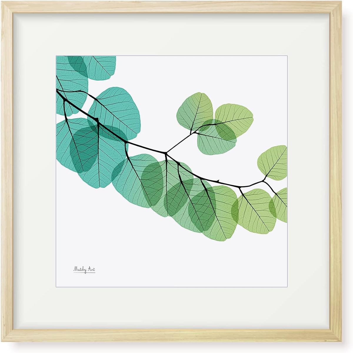 Painting "Gradation of Leaves" Interior Painting Flower Art Panel Framed (Height 32cm x Width 32cm)