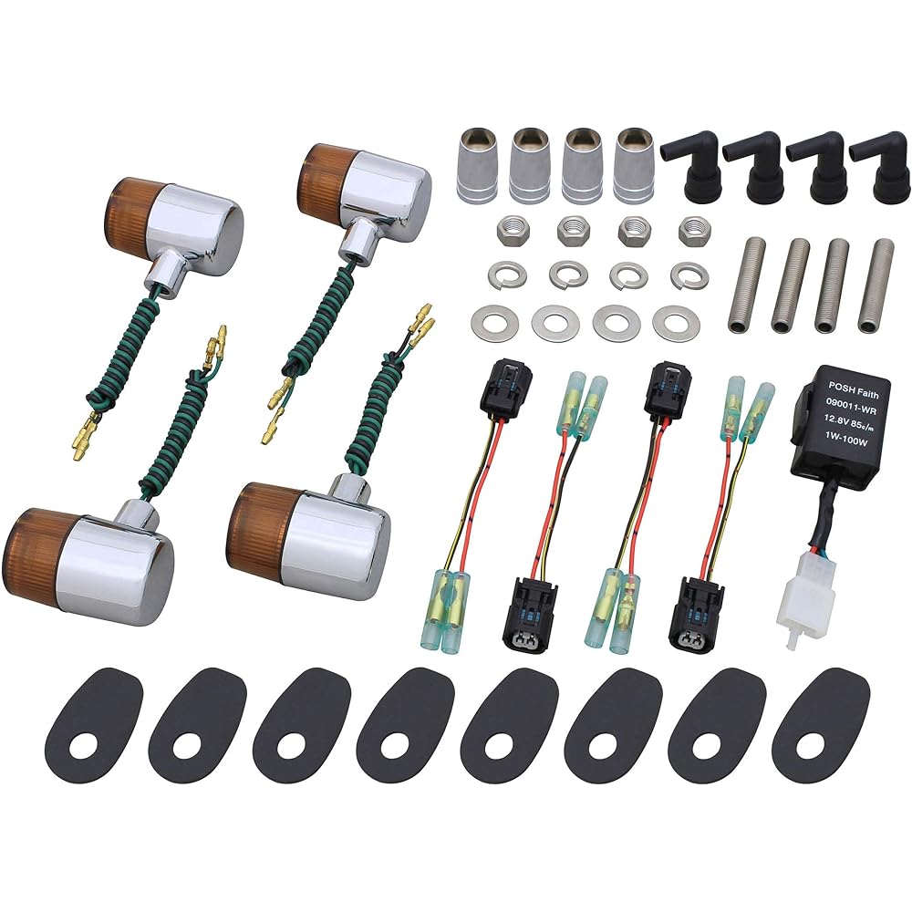 POSH Motorcycle Supplies Turn Signal Kit 71 Type Turn Signal Kit Classical Z900RS/CAFE (18-23) Plated Body/Orange Lens 132091-53