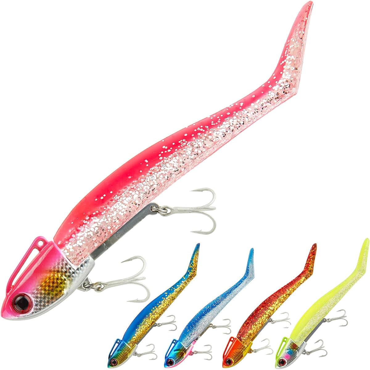 REEF DREAM Seabass Lure Vibration Jig Head Shad Worm 15g 24g 5 Color Set Flounder Lure Seabass Grouper Blue Fish