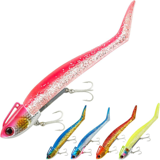 REEF DREAM Seabass Lure Vibration Jig Head Shad Worm 15g 24g 5 Color Set Flounder Lure Seabass Grouper Blue Fish
