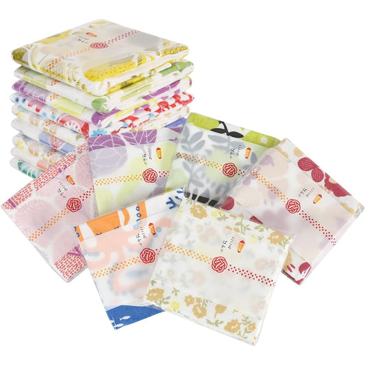 Tramparan Small Gift Gauze Towel Hand Towel Printed Pattern Individually Wrapped Set of 15 Made in Japan Handout Retirement Transfer Transfer (Assortment)