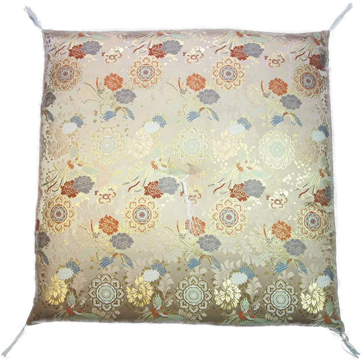 Heavenly Ascension Phoenix (Compressed Cotton) Gozen Zabuton 67 x 68 Memorial Service Buddhist Altar Temple Zabuton (Cream)
