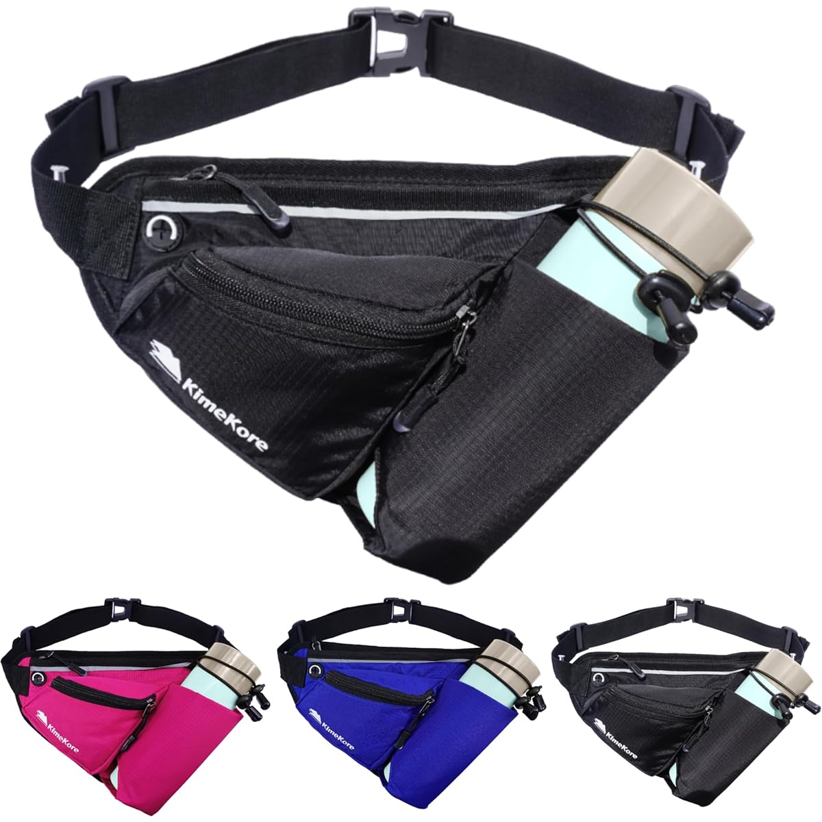 [Strong fixation that prevents the bottle from shaking] Running Pouch KimeKore [Genuine Product] Waist Pouch for Walking, Plastic Bottle, Smartphone, Lightweight, Climbing, Fishing, Women, Men, Japanese Brand
