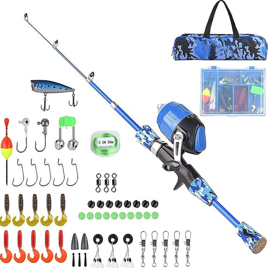 Fishing Set, Children's Fishing Set, Children's Fishing Rod, 1.2M Fishing Rod, Vanow Fishing Rod Set, Telescoping Fishhook, Bait, Float, Bag Included, Convenient Storage, Beginners