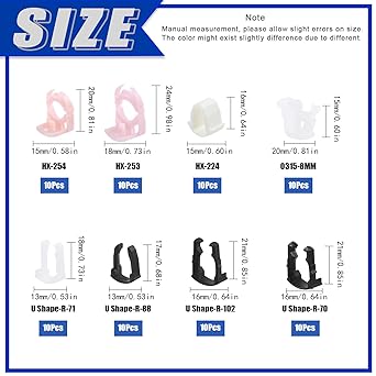 GLARKS 80 pieces 3/8 inch 5/16 inch 8 inch 8 size fuel line retainer clip assorted kit nylon fuel line hold hold clip replacement kit ford GM compatible