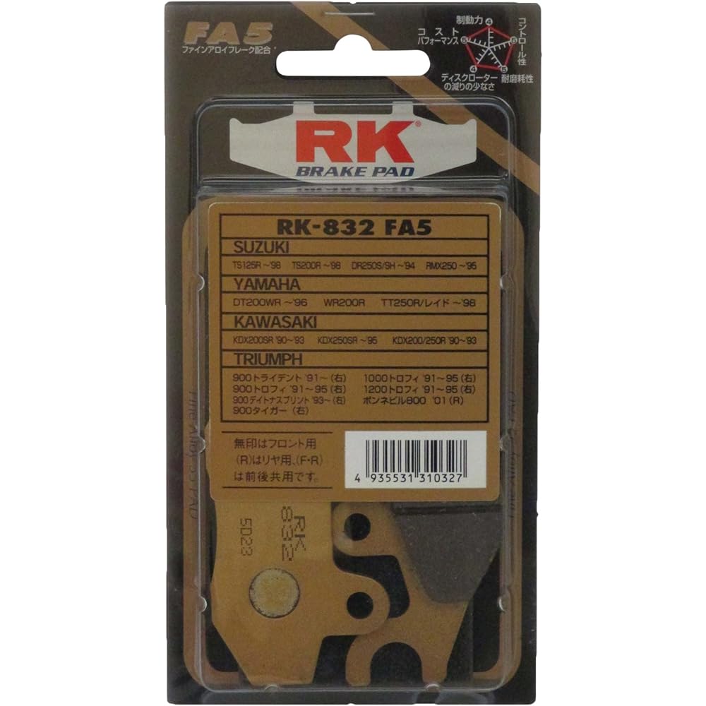 RK Brake Pad Mega Alloy YAMAHA:TT250R/Raid (Front) etc. Motorcycle Motorcycle 2 Wheel 832MA-X