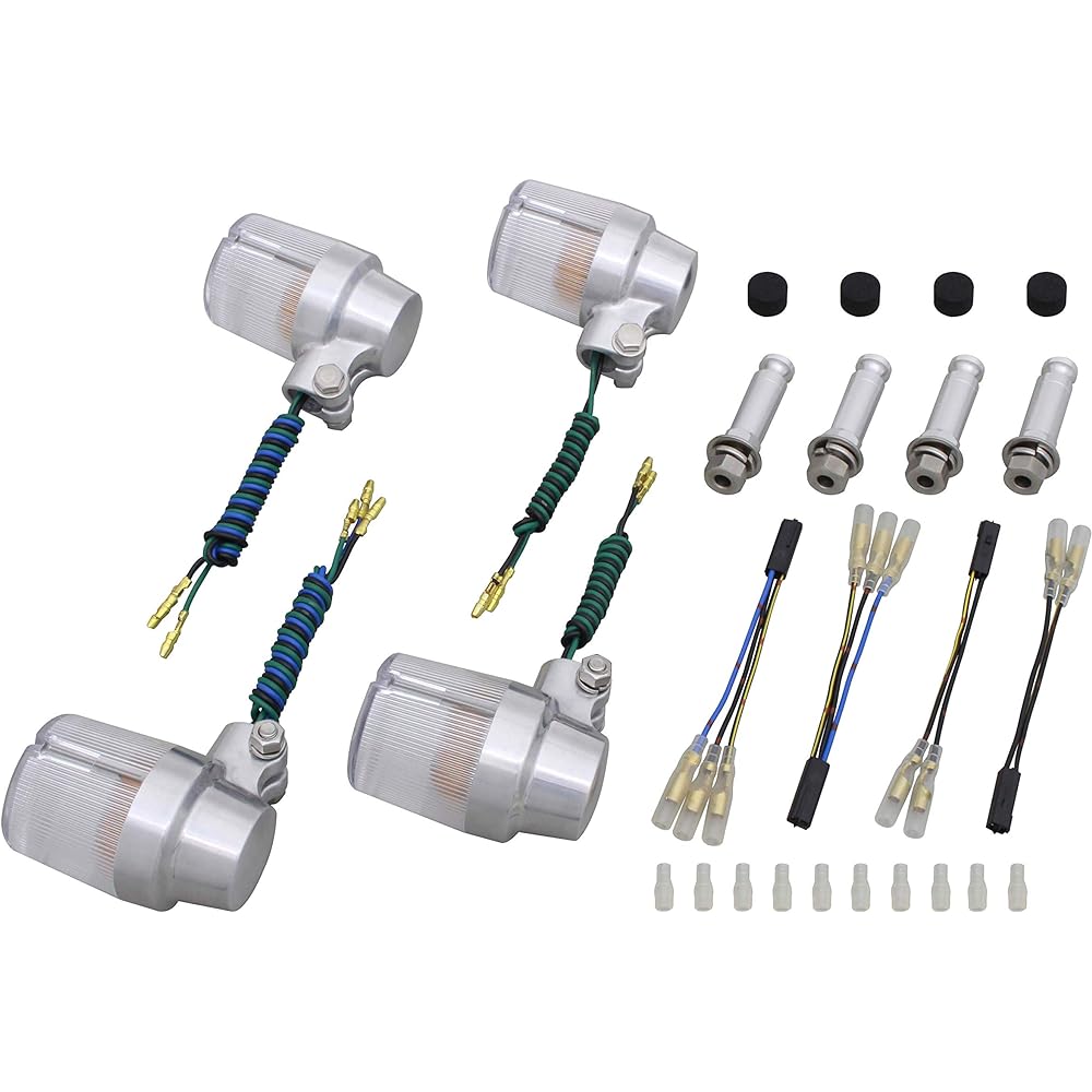 POSH Motorcycle Supplies Bullet Type Turn Signal Vehicle Specific Set ZEPHYR750/RS('04~) ZRX400II('04~) Plated Body/Clear Lens 031699-33