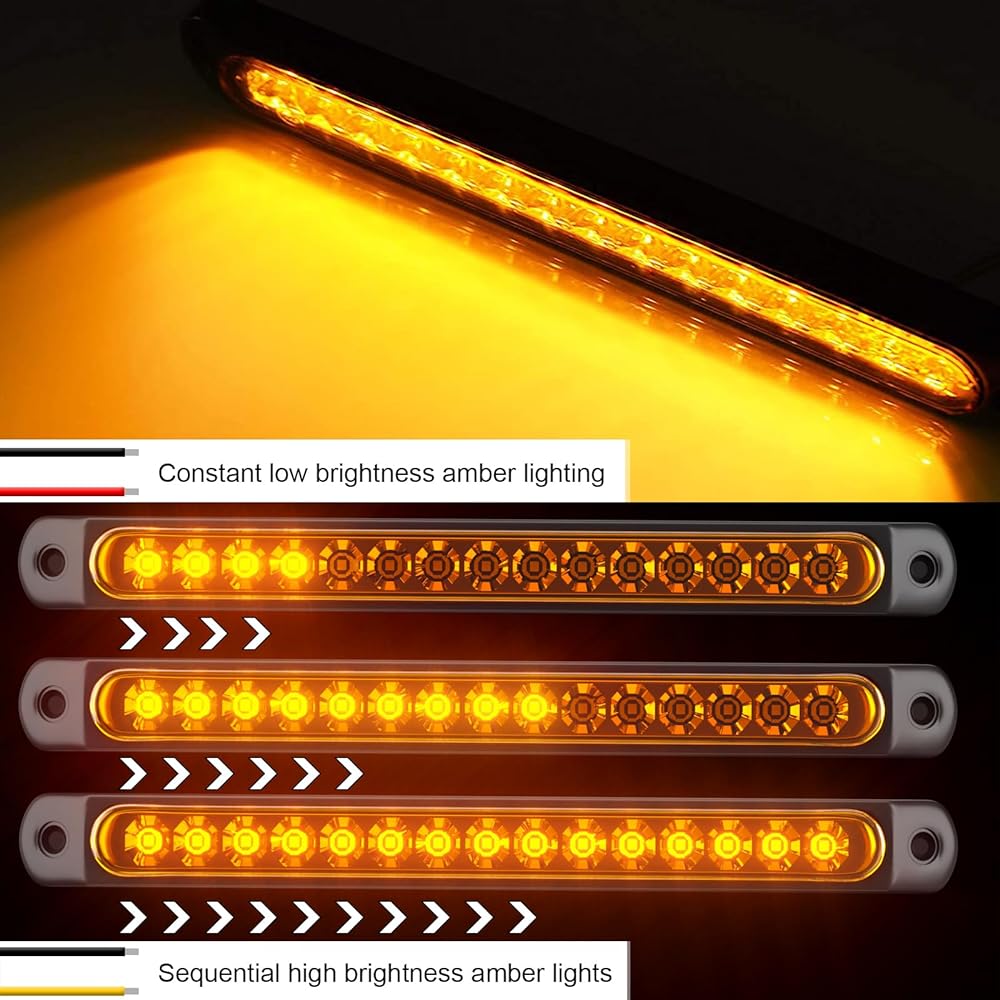 PSEQT 10 inch 15 LED Trailer identification Light LED Winker Tail Light Burtrip Truck Rear Side Marker Light Waterproof