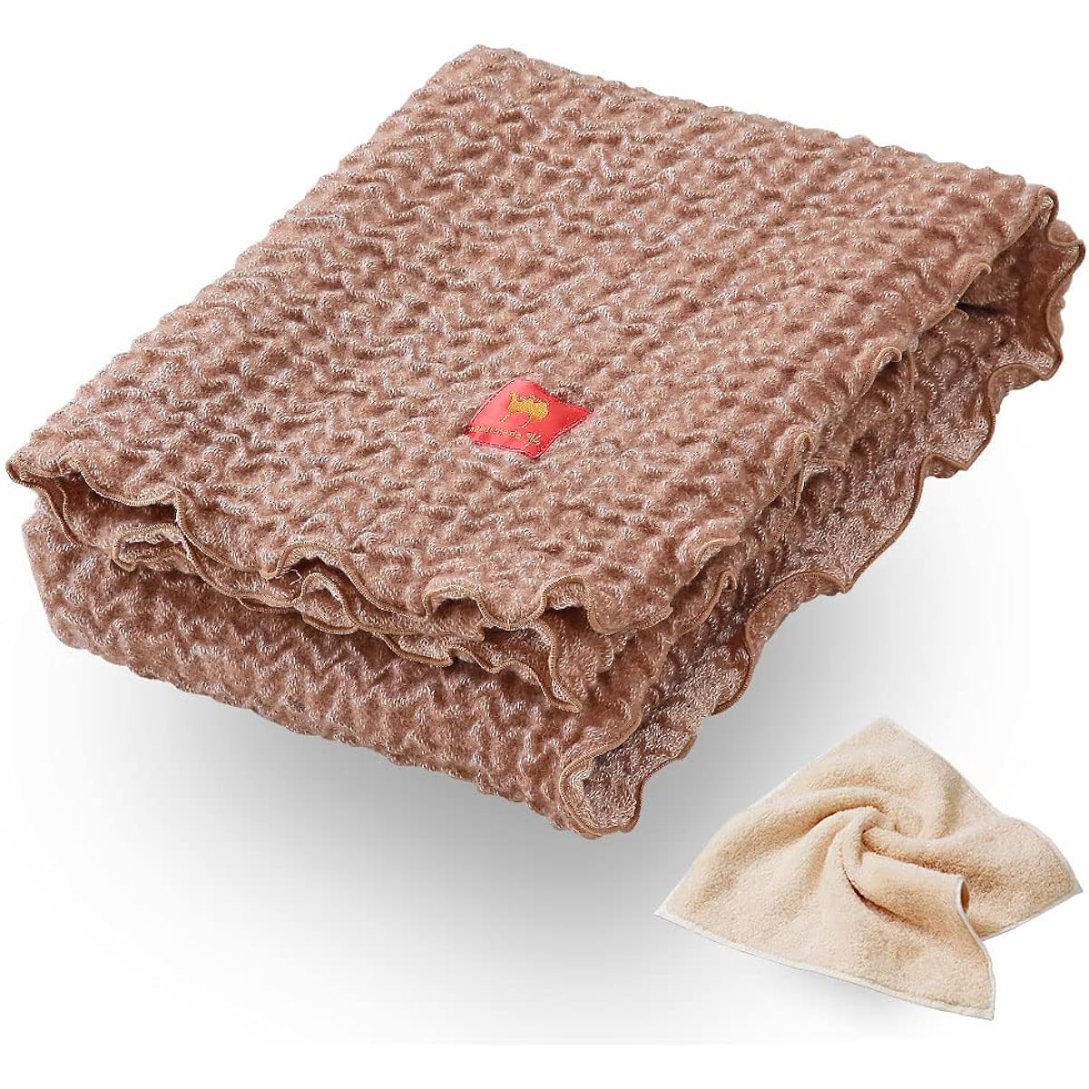 Camel Camel Organic Cotton Blanket, Made in Japan, Genuine Camel Shop Natural Product, Comes with Supima Cotton Towel Handkerchief, Warm, Winter, Spring and Autumn, Natural, Luxury, Popular, Light, Prevents Cold Sleeping, Warm (Lap Throw)
