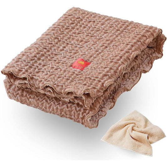 Camel Camel Organic Cotton Blanket, Made in Japan, Genuine Camel Shop Natural Product, Comes with Supima Cotton Towel Handkerchief, Warm, Winter, Spring and Autumn, Natural, Luxury, Popular, Light, Prevents Cold Sleeping, Warm (Lap Throw)