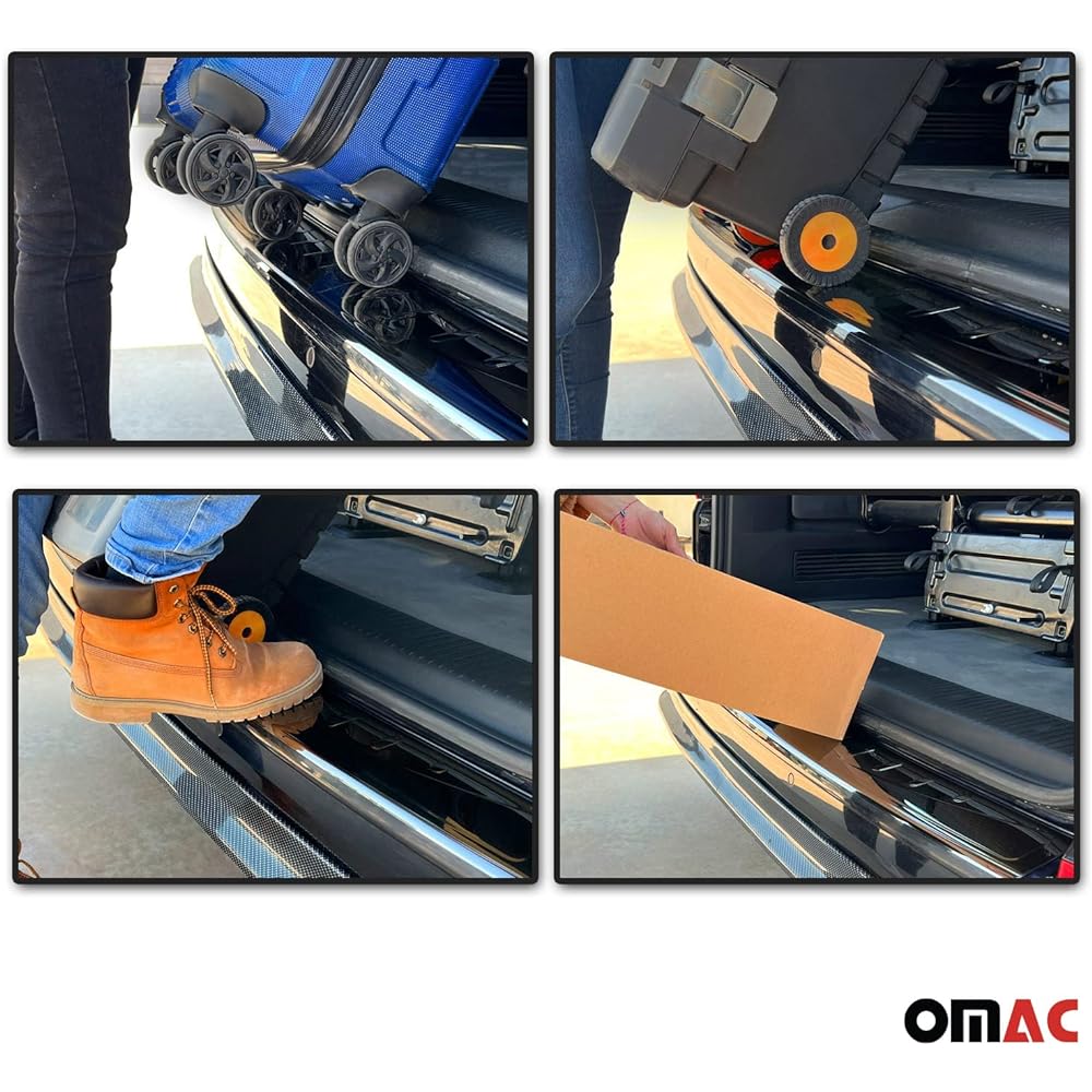 OMAC Mercedes Metris Chrome Rear Bumper Seaper Cover Guard Protert Rim Stainless Steel (Titan Black)