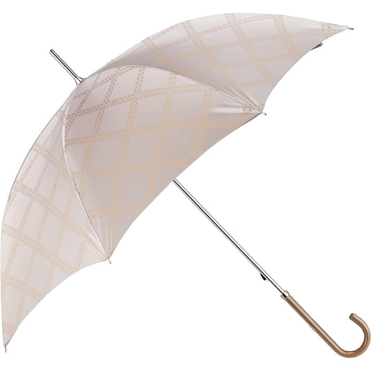 [LANVIN COLLECTION] MOONBAT LANVIN COLLECTION Cation Jacquard Plaid Long Umbrella Umbrella Jump Umbrella Women's Gift Present 21-083-10755-00-21-60 Beige Rib Length: Approx. 60cm