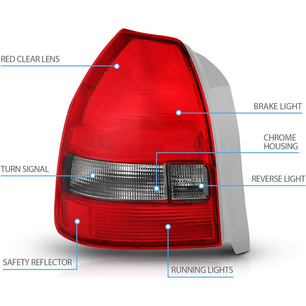 AMERILITE Replacement Rear Brake Tail Light Red Smoke Pair 96-00 Honda Civic 3 Door Hatchback passenger seat and driver's seat side