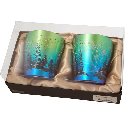HORIE Made in Tsubame, Niigata Prefecture Titanium Double Tumbler 250cc Snow Flower Green Set of 2 T15SK250GRSET