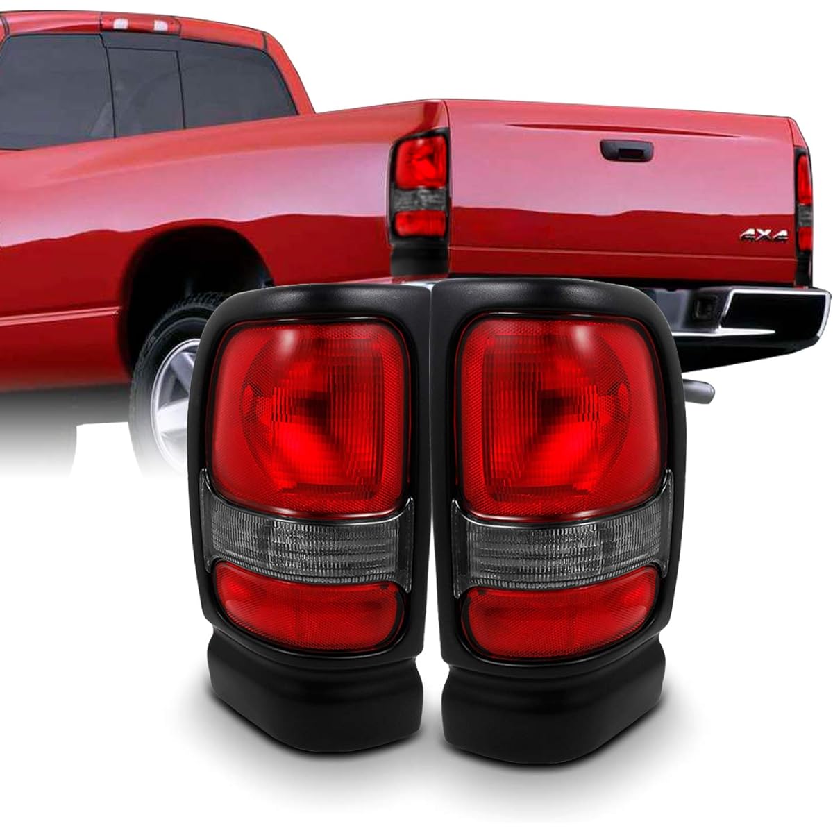 DODGE RAM 1500/2500/3500 Pickup track red clear tail light brake lamp replacement pair left+right