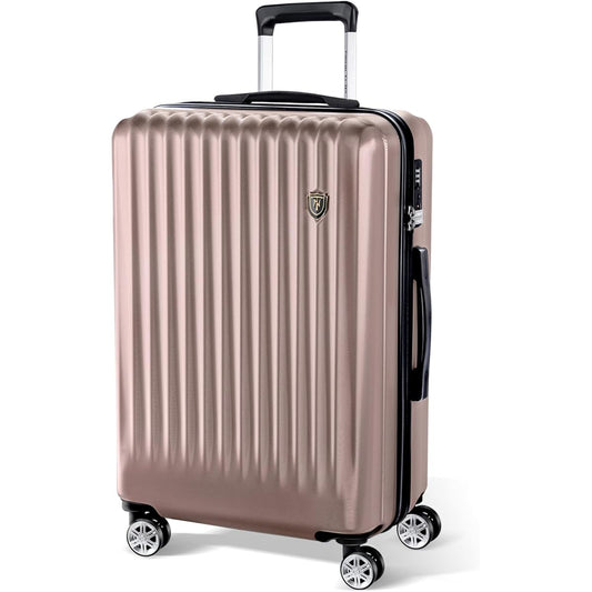 [New Trip] Suitcase Carry-on Carry Case S Size 40L 2-3 Nights YKK Zipper Carry Bag ABS+PC Shockproof Ultra Light and Quiet Double Casters TSA Roke Zipper Type Travel Business Business Trip Hospitalization Rose Gold