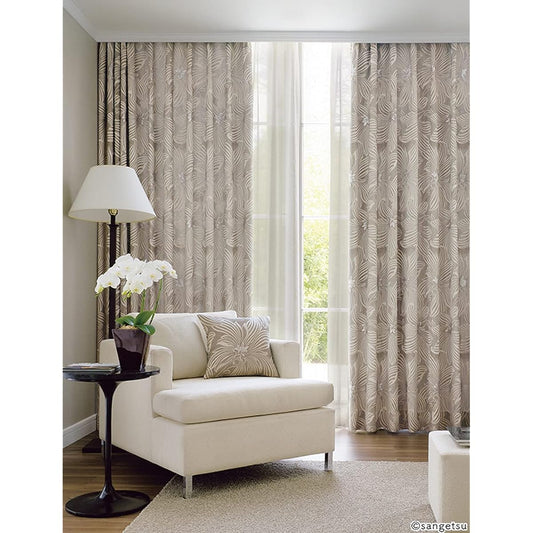 [Sangetsu] ELEGANCE Series Jacquard Fabric Curtains Flame Retardant Washable Chemical Cycle (For Double Doors) Double Folds Width 150cm x Length 140cm x 2 Pieces SC8121 SD4
