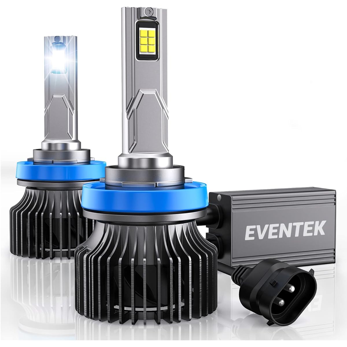 EVENTEK H11/H8/H9 120W LED Headlight Light bulb 22000 Lumen 6000K White LED LED Light Bulk Plug and Play Replacement Head Lamp Kit with Kit Fan IP68 2 waterproof packs