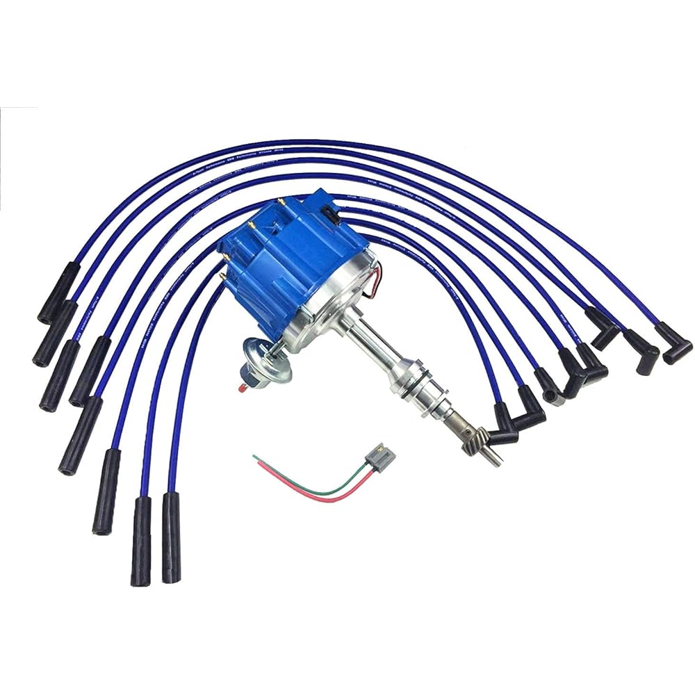 A-TEAM Performance Big Bock Ford BBF 351C 351M 429 460 Blue Hei Distributor + 8mm Spark Plug Wire