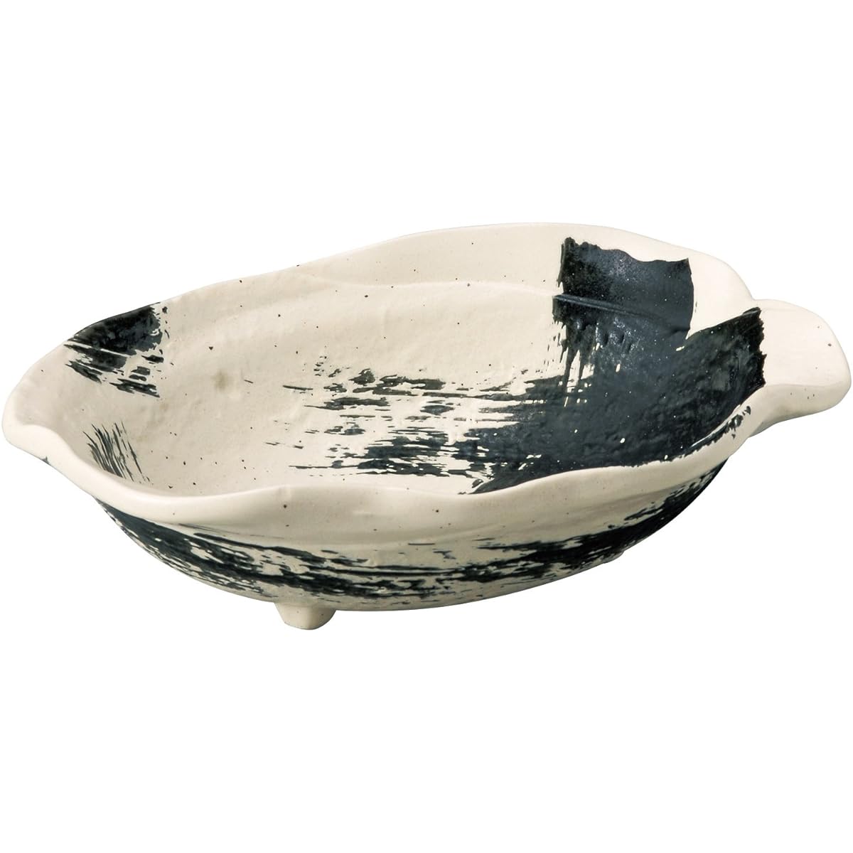 Sohougama Pot, Black Brush, Large Bowl, 28.5×20.4×8.8cm 022-03-653
