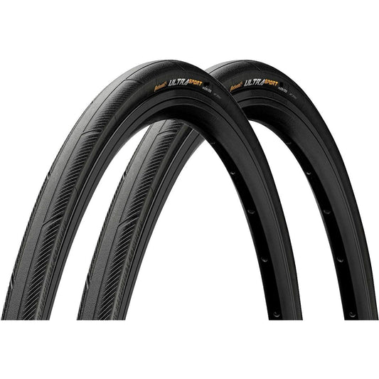 Continental Ultra Sport 3 Black/Black 700x25C FB Road Clincher Tire Set of 2