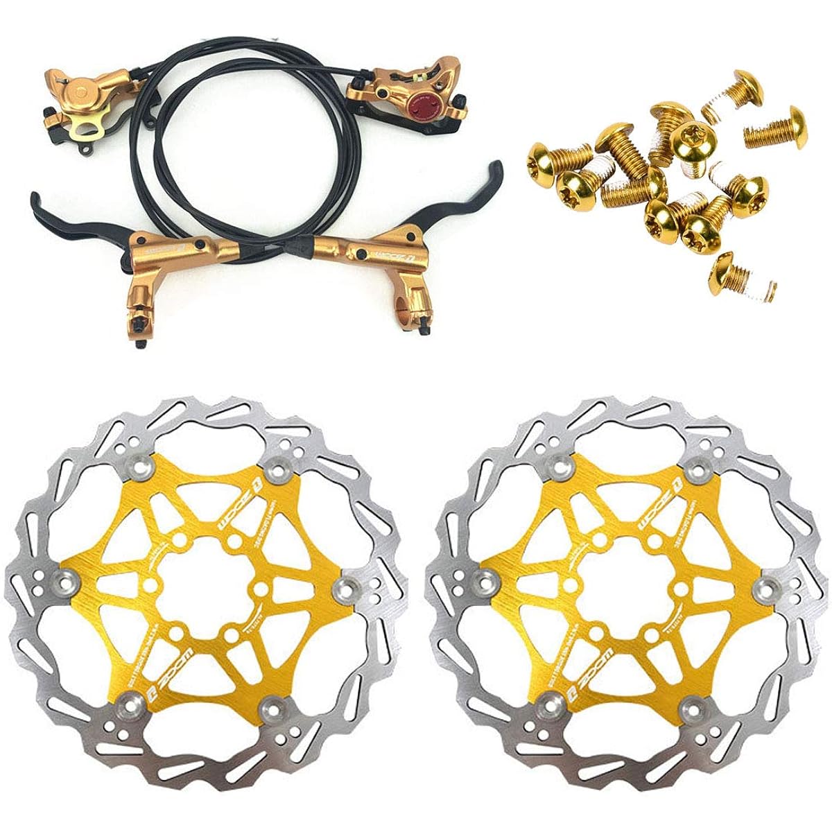 Zoom HB-875 Mountain Bike Hydraulic Brake Front and Rear Set with 160mm Floating Rotor for 1 Bicycle
