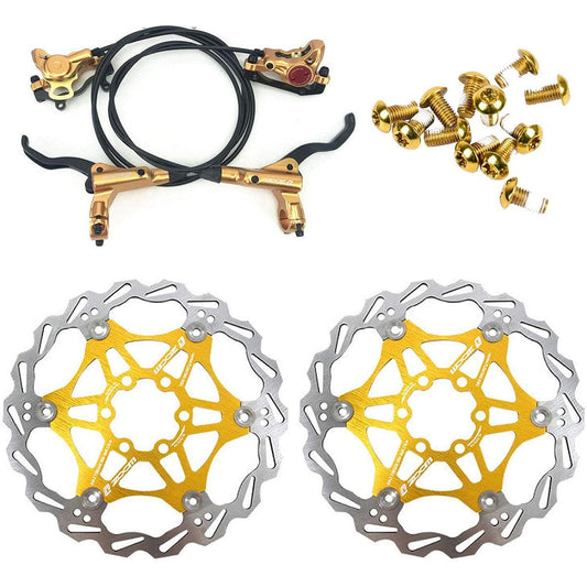Zoom HB-875 Mountain Bike Hydraulic Brake Front and Rear Set with 160mm Floating Rotor for 1 Bicycle