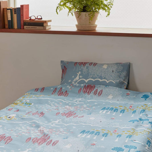 Quarter Report (MOOMIN) Moomin Duvet Cover Queen I'm Here Saxophone Approx. W210 x H210cm Comforter Case (Zipper Type) 100% Cotton [Made in Japan]