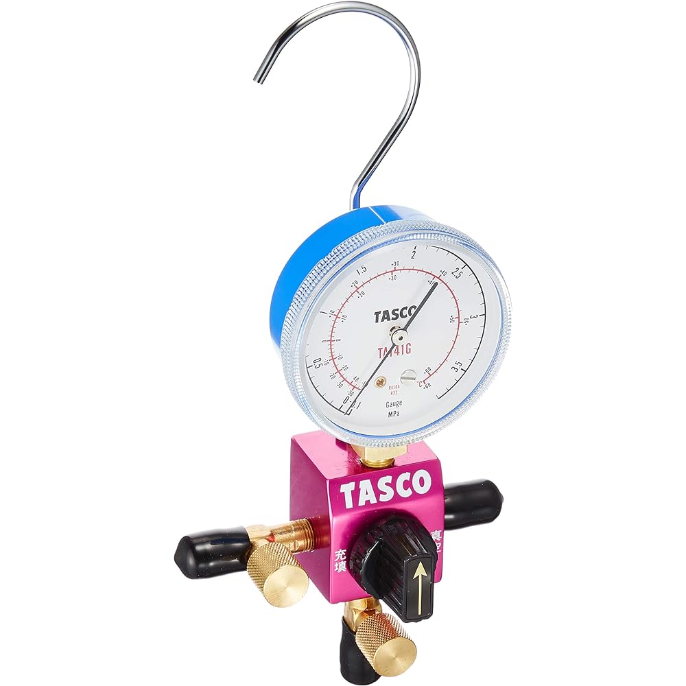 Ichinen TASCO Manifold Gauge Ball Valve Type Single Gauge R32/R410A TA123C
