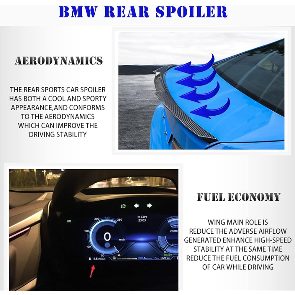 ACMEX Rear Spoiler Wing 2008-2012 BMW E90 M3 Sedan & 2006-2011 E90 3 Series Sedan Trunk M4 (Carbon Fiber)