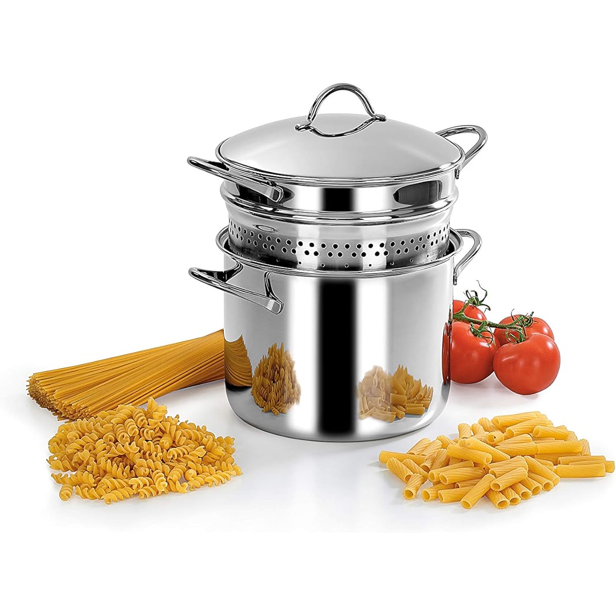 Barazzoni Pasta Pot Stainless Steel IH Compatible ∅22 x H22cm Pasta Pot PASTAMANIA 401049022