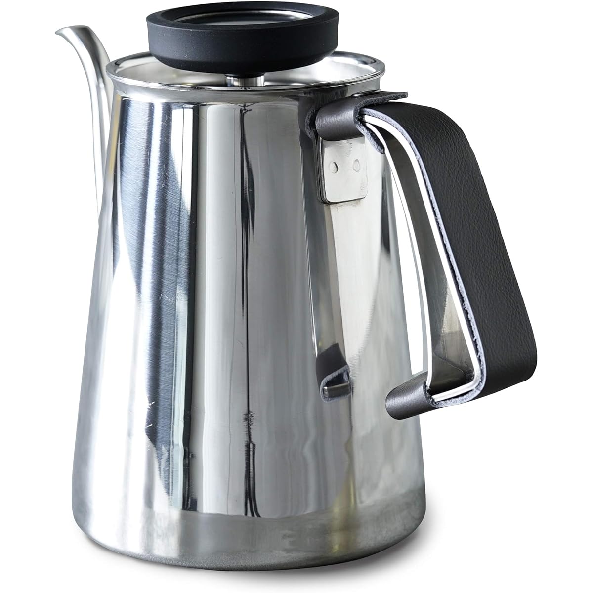 Coffee Kettle Gloss Silver & Leather Cover (Coffee Kettle Gloss Silver with dedicated leather cover) [Niigata/Tsubame-Sanjo] [Beasty Coffee] A kettle and a dedicated leather cover for the kettle handle that are particular about the spout thickness and ti