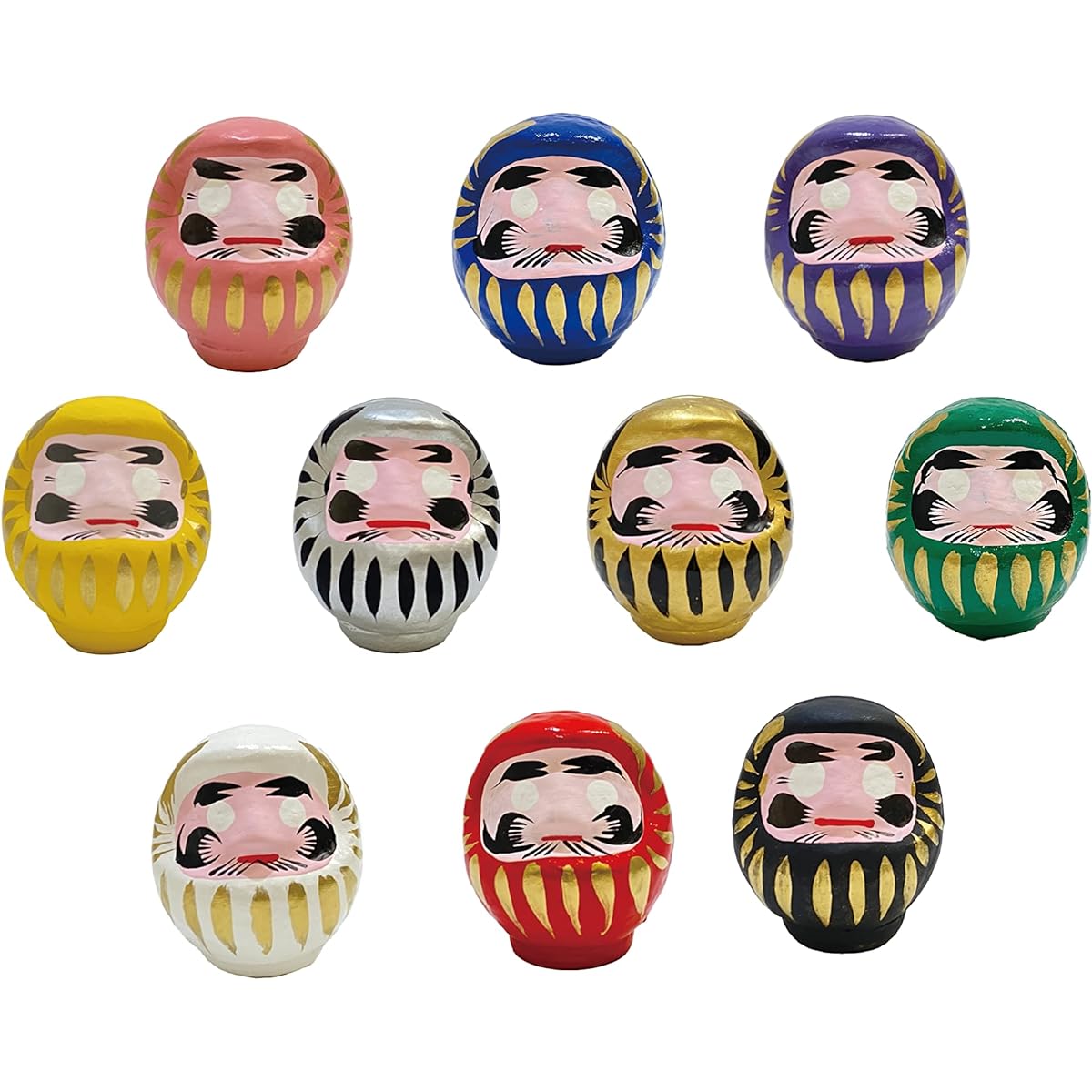 Shigeta Daruma, Made in Japan, Daruma, Takasaki, Family Safety, Good Luck, Good Luck, Passing, Winning, Prayer, Ornament, Traditional Craft, Height 9cm, Unique Daruma No. 1, 10 pieces, 10 colors set