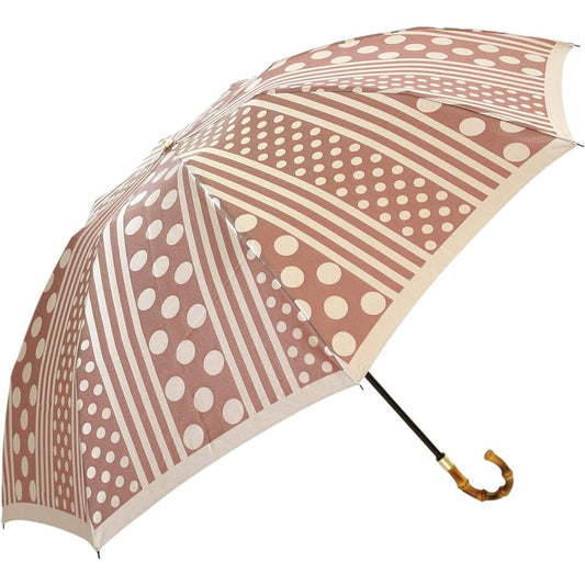 Makita Shoten Co., Ltd. Umbrella Women's Folding Mini Kirie Dots and Stripes (Bordeaux) Luxury Koshu Ori Made in Japan 13660203