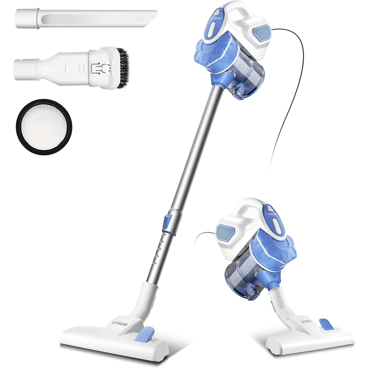 [Filtration Upgrade] Cord Vacuum Cleaner Vacuum Cleaner 20KPa 600W Super Strong Suction Stick Cleaner Cyclone with Telescopic Pipe Handy Vacuum Cleaner 2way Lightweight 6m Cord Multilayer Filtration Blue LYSOR