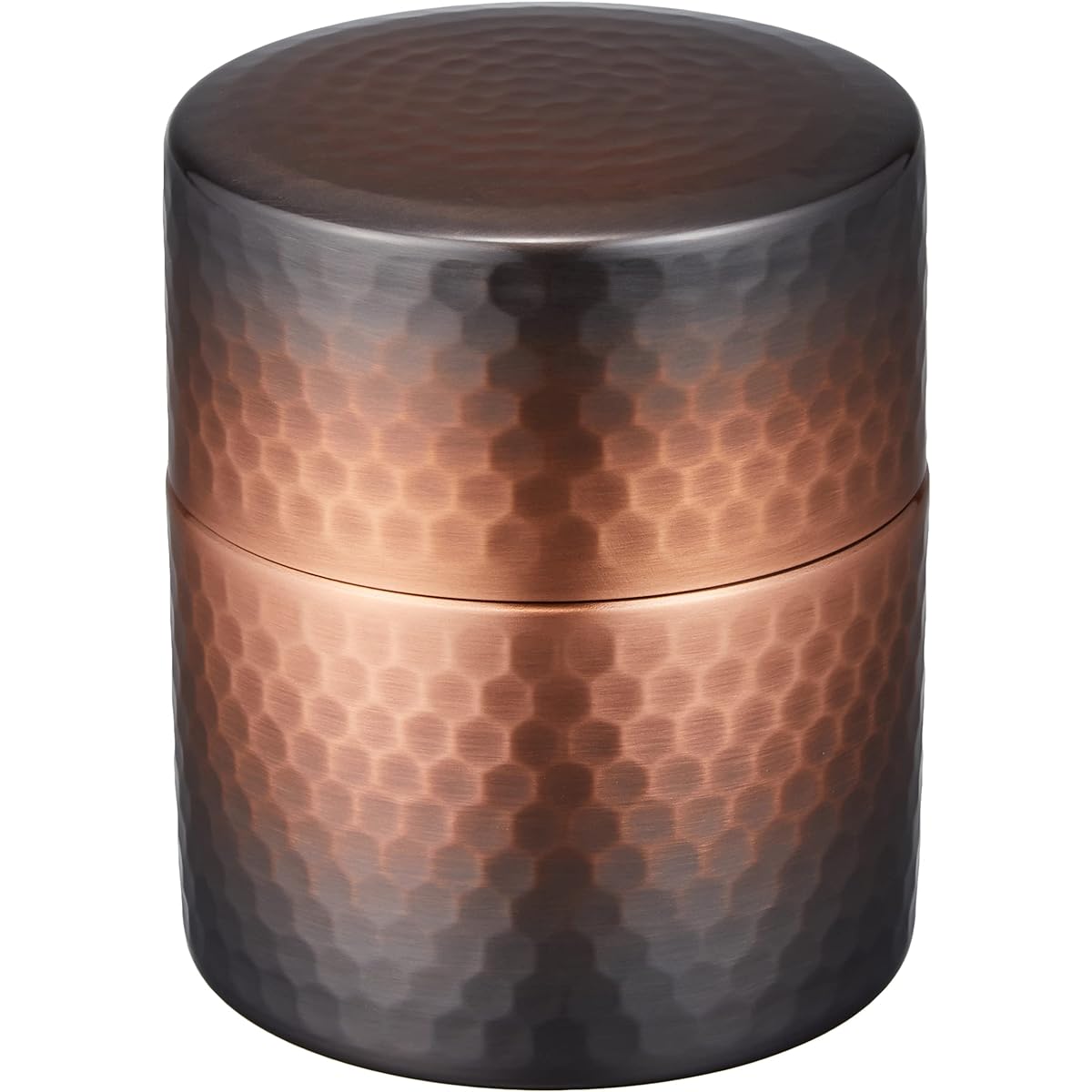 Shinko Metal Tea Caddy, Shakudo Finish, Small (Capacity: 150g) Pure Copper Shakudo Finish, Hammered Tea Caddy, Small BC-213