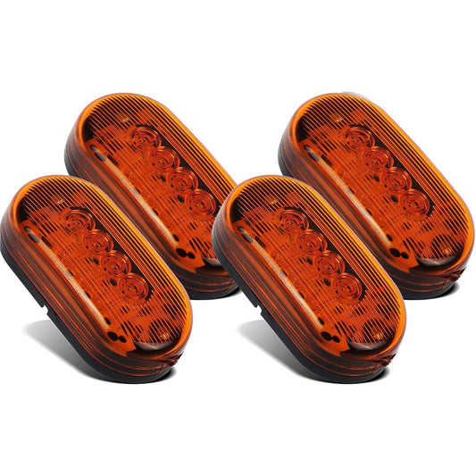PARTSAM Trailer Clearance or Side Marker Light -LED -10 Diode -Amber Lens -Black Base -4 inch 4x2 Rectangle LED Light Idiosai Light