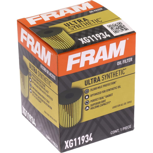 FRAM Ultra Synetics replacement oil filter synthetic oil change up to 20k miles XG11934 with SureGrip (1 pack)