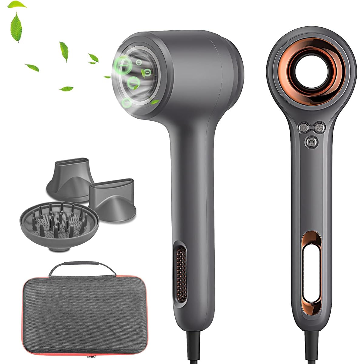 Hair dryer, large air volume, balanced ion technology, ultra-high speed, high air volume, quick-drying hair dryer, 3 levels of positive and negative ion wind speed, quick-drying, hair dryer, 6 modes, negative ions, low noise, lightweight, cold air, hot a