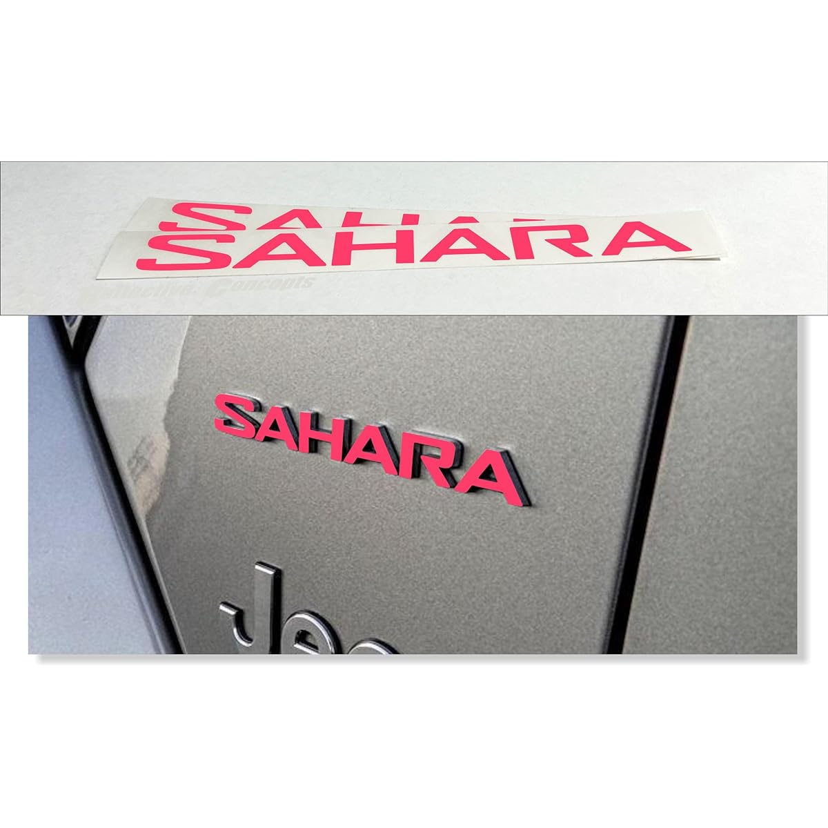 Sahara Fender Emblem Overlay Decal Sticker -2018 Wrangler JL- (Color: Hot Pink)