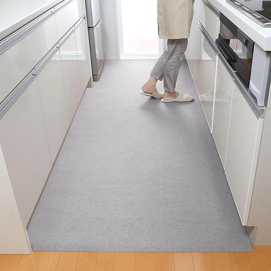 Thanko Kitchen Mat, Water Repellent, Washable, Long Mat, Kitchen, Corridor, Made in Japan, Adsorption, Flat Type, 90 x 240 cm, Gray KY-29
