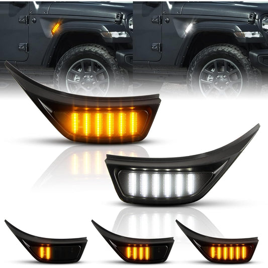 POPMOTORZ Jeep Wrangler Side Markers, Amber & White Side Turn Signals