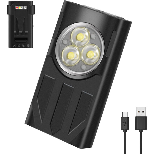 DAI NING Flashlight, Rechargeable LED, Powerful, Small, 1100 Lumens, High Brightness, Handy Light, Magnetic Attraction Function, Flashlight, Keychain, 10 Modes, 4 Colors, Mini Flashlight, Key Light, Light, White, UV, Red, Blue, Light, Pocket Light, Water