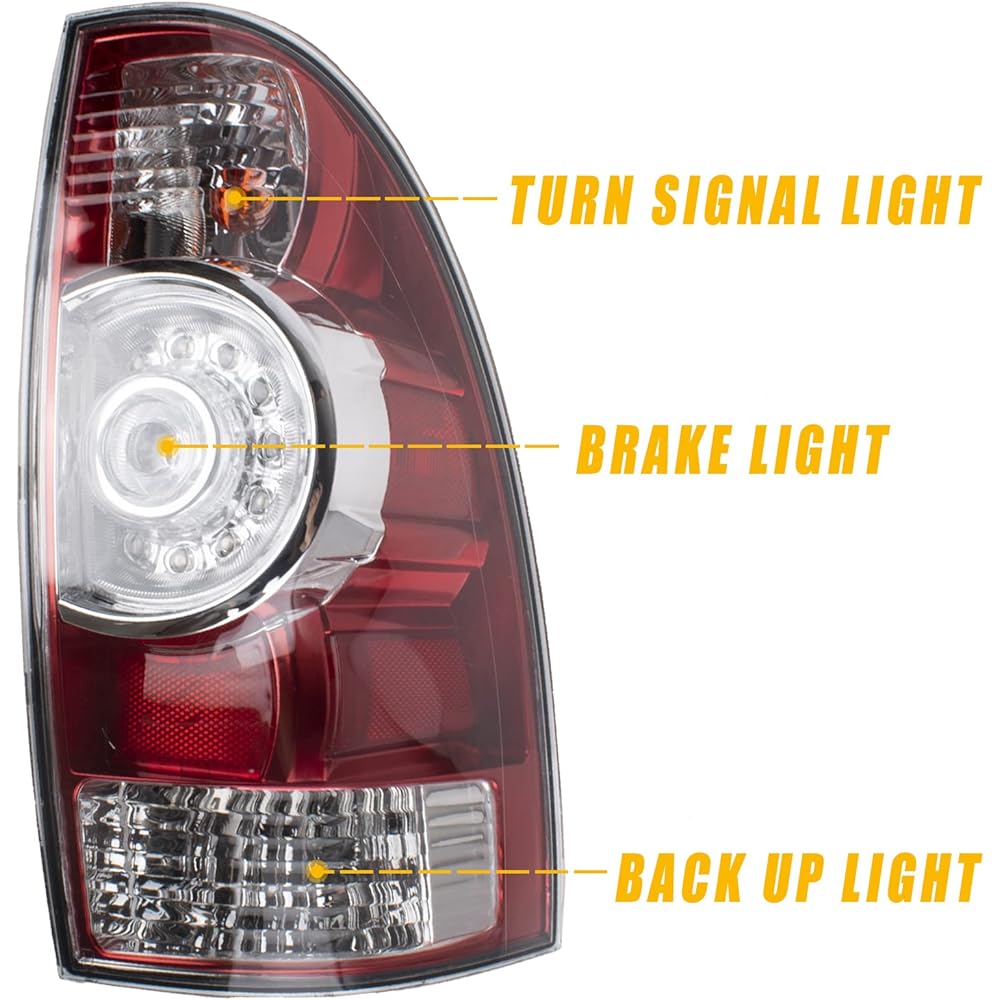 Left driver side tail light 2005-2015 Toyota tacho pickup tail light LED lens valve and harness attached (left driver's side side)
