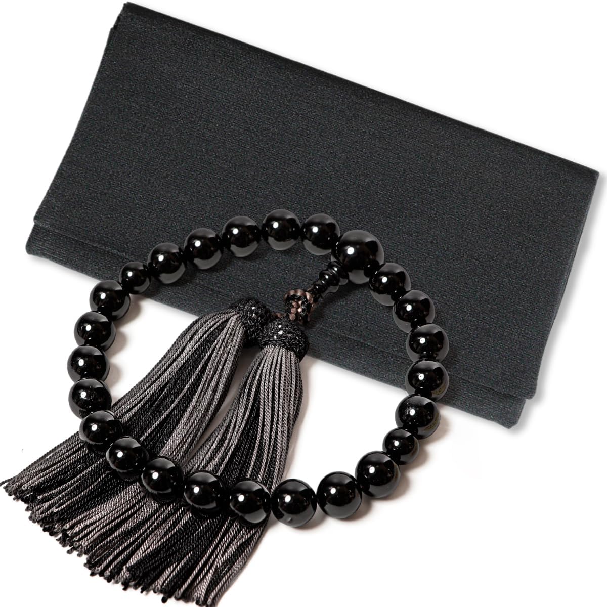 Fukushodo Prayer Beads [Kyoto Traditional Crafts Supervised by Funeral Professionals] Prayer Beads for Men Funeral Juju Black Onyx +